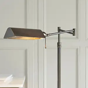 Luminosa Clarendon 1 Light Task Floor Lamp Deep Antique Patina, E27