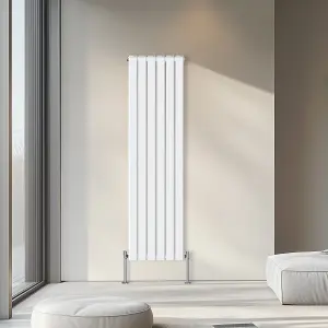 Rinse Bathrooms 1800x408mm Vertical Column Designer Radiator White Double Flat Panel Radiators