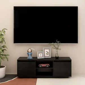 vidaXL TV Cabinet Black 110x30x40 cm Solid Pinewood