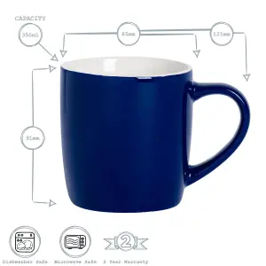 Argon Tableware - Coloured Coffee Mugs - 350ml - Pack of 6 - Navy