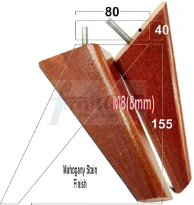 SET OF 4 REPLACEMENT FURNITURE SQUARE FEET MAHOGANY STAIN TAPERED WOODEN LEGS 150mm HIGH M8