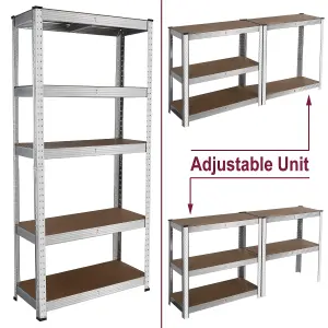 5 Shelf Steel & MDF Galvanised Heavy Duty Garage Shelving Unit (H) 1500mm x (W) 700mm