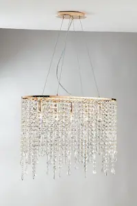 Luminosa BREEZE 5 Light Pendant Ceiling Light Gold, K9 Crystals 66.5x23.5x46cm