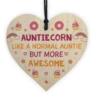 Handmade Auntie Gift Novelty Sister Plaque Wooden Heart Birthday Christmas Unicorn Sign