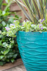 Large Windermere Plant Pot - Plastic - L38 x W38 x H33 cm - Teal