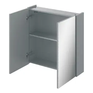 Veleka Gloss Grey Double Bathroom Cabinet with Mirrored door (H)540mm (W)550mm