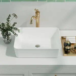 Ally 475mm x 375mm Ceramic Rectangular Countertop Basin Bathroom Sink White