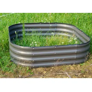 Garden Outdoor Raised Bed Planter Square Grey Steel Trough Grow Box 120x120x30cm