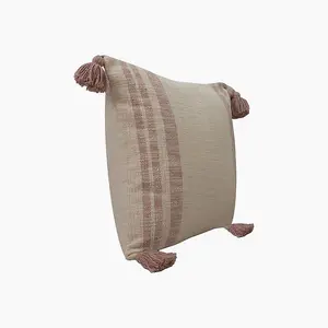 Zain Slub Cushion - Cotton - L50 x W50 x H1 cm - Coral