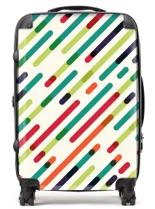 Coloured Diagonal Abstract Pattern Suitcase - Medium