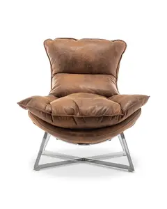 Faux Leather Suede Brown Pierina Accent Chair