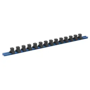 Sealey Socket Retaining Rail With 14 Clips Aluminium 1/2" Square Drive SR1214