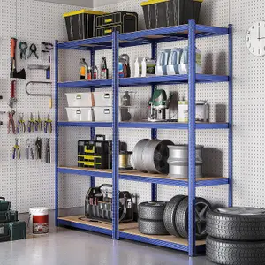 Garage Shelving, 5-Tier Storage Rack, 180 x 90 x 40 cm Max. Load 875 kg (175 kg per Tier), Shelving Unit, Adjustable Shelves, Blue