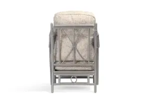 Desser Madrid Grey Natural Rattan Conservatory Armchair Real Cane Indoor Wicker Chair w/ UK Sewn Cushion in Farrow Fabric