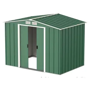 8 x 6 Apex Metal Garden Shed - Green (8ft x 6ft / 8' x 6' / 2.6m x 1.8m)