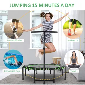 HOMCOM Foldable Trampoline w/ Adjust Handle, Max Load 100 KG - Green