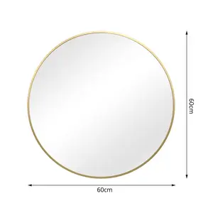 Sasheer - Round Framed Wall Mounted Mirror Gold / 60cm H x 60cm W