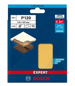 BOSCH Dual Application BEST for Wood & Paint Sanding Sheets (Square 115 x 107mm - 10/Pk) For: Bosch GSS 160 & GSS 18V-10 Sanders