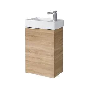 Bathroom Vanity Unit Small Basin 400 Cloakroom Sink Wall Cabinet Sonoma Oak Avir