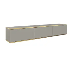 Oro Floating TV Cabinet in Grey - Exquisite and Refined Wall-Mounted Media Console with Doors (W1750mm x H300mm x D320mm)