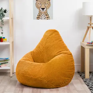 icon Kids Dalton Corduroy Bean Bag Chair Ochre Yellow Childrens Bean Bags