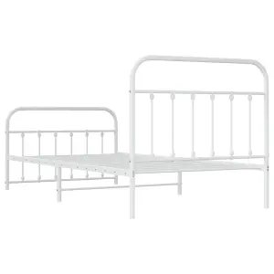 Berkfield Metal Bed Frame with Headboard and Footboard White 107x203 cm