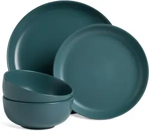 Habitat Matte Glaze 12 Piece Stoneware Dinner Set - Teal