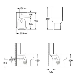 Modern Bathroom Suite 1700 x 700 Bath, Waterproof Front Panel, Close Coupled WC, 2 Door Vanity Unit, Shower & Tap Set