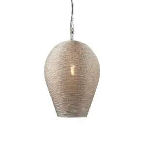 Ceiling Pendant Light - Polished Nickel Plate - 10W LED E27 - Dimmable - e10700