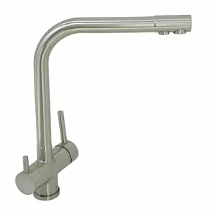 ENKI Modena Modern Brushed Nickel Round 3-Way Filter Mixer Tap for Kitchen Sink