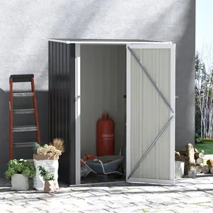 2.75 ft. W x 4.66 ft. D Metal Tongue & Groove Flat Garden Shed Black/Grey