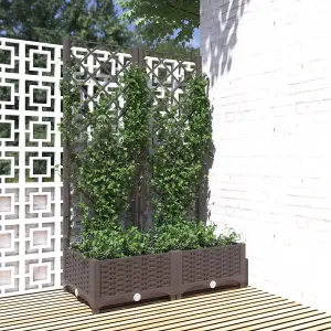 Berkfield Garden Planter with Trellis Brown 80x40x121.5 cm PP