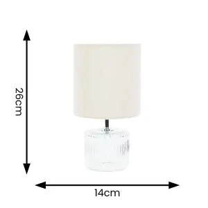 ValueLights Betty Clear Glass Table Lamp with Natural Lamp Shade and LED Bulb