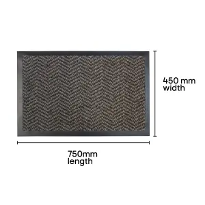 Mighty Mats® Dark Grey Chevron Door mat, 75cm x 45cm