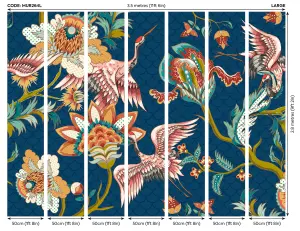 Origin Murals Cranes in Flight Navy Blue Matt Smooth Paste the Wall Mural 350cm Wide X 280cm High