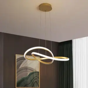 Hanging Lamp LED Pendant Light Creative Round Ring Modern Chandelier 55 cm Gold