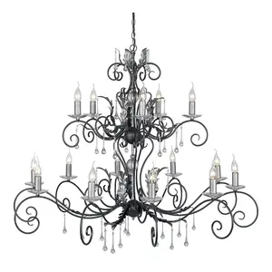 Elstead Amarilli 15 Light Candle Pendant Black, Silver