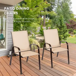 Costway Set of 2 Patio Chairs Portable High Back Garden Camping Dining Chairs W/ Armrest