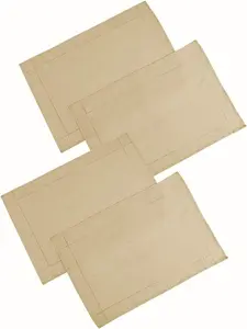 Set Of 4 Latte Polyester Placemats Dining Table Mats Wedding Hotel Linen Dinner Party