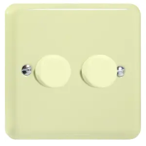 Varilight 2-Gang 2-Way V-Pro Push On/Off Rotary LED Dimmer 2 x 0-120W White Chocolate