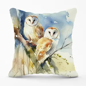 Barn Owls Watercolour Cushions 60cm x 60cm