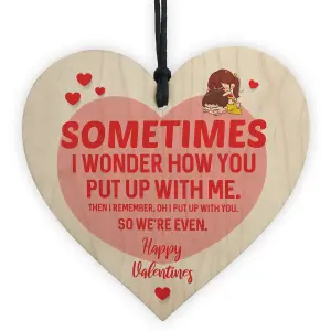 Red Ocean Valentines Day Funny Wooden Hanging Heart Gift For Boyfriend Girlfriend Novelty Gift For Her Him,