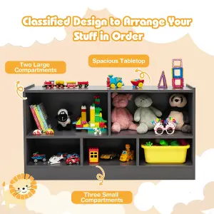 Costway Kids Storage Shelf Unit 5-Cubby Wooden Children Bookcase Toy Storage Organizer