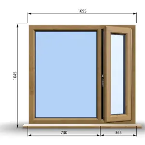 1095mm (W) x 1045mm (H) Wooden Stormproof Window - 1/3 Right Opening Window - Toughened Safety Glass