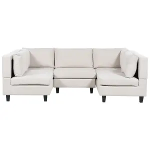 5-Seater Modular Fabric Sofa Light Beige UNSTAD