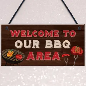 Red Ocean BBQ Home Decor Sign Novelty Barbecue Plaques For Garden Welcome Signs Home Gifts