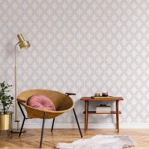 Galerie Luxe Silver Trellis Smooth Wallpaper