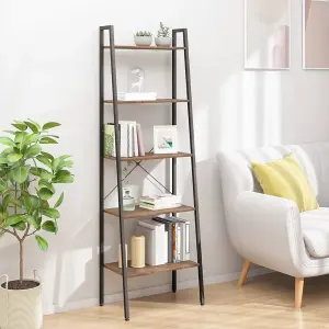 Berkfield 5-Tier Standing Shelf Dark Brown and Black 56x35x174 cm