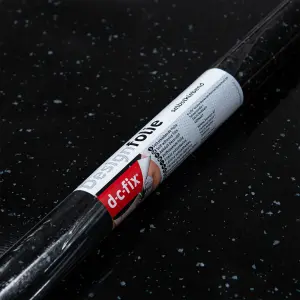 D-C-Fix Gloss Black Granite Self-adhesive Furniture Wrap (L)15m (W)675mm