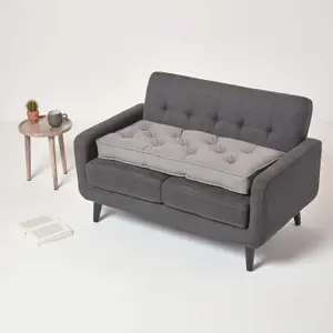 Homescapes Charcoal Grey Cotton 2 Seater Booster Cushion